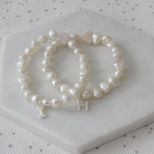Load image into Gallery viewer, Girls Heart and Pearl Initial Bracelet