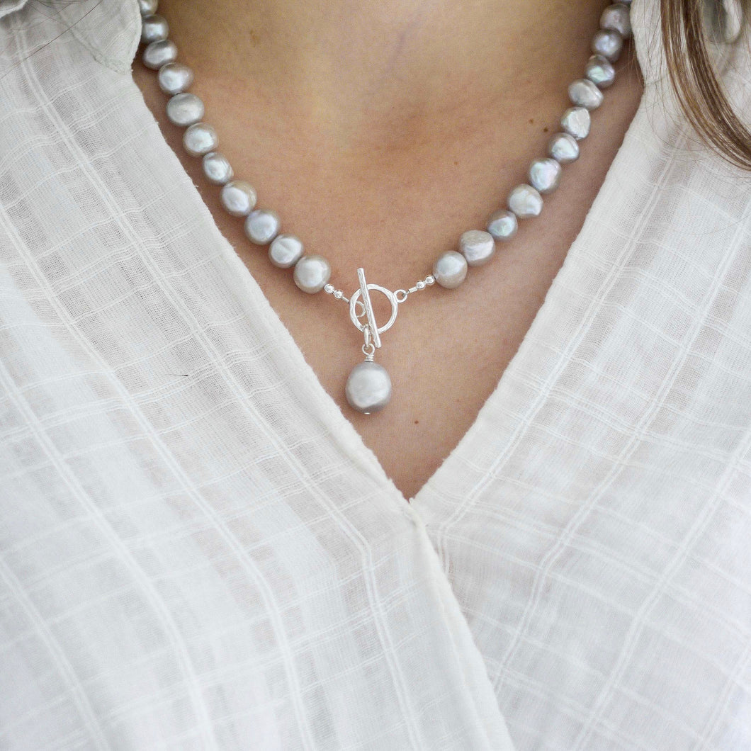 Silver Grey Baroque Pearl Necklace